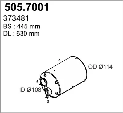 Silenciador central/posterior ASSO 505.7001