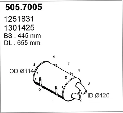 Silenciador central/posterior ASSO 505.7005