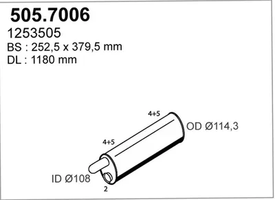 Silenciador central/posterior ASSO 505.7006