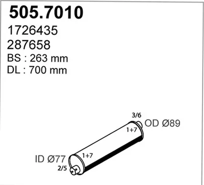 Silenciador central/posterior ASSO 505.7010