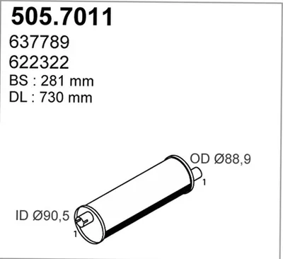 Silenciador central/posterior ASSO 505.7011