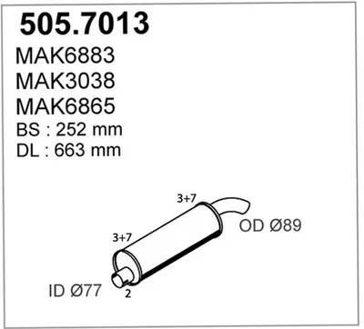 Silenciador central/posterior ASSO 505.7013