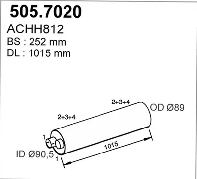 Silenciador central/posterior ASSO 505.7020