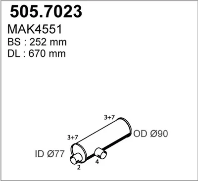 Silenciador central/posterior ASSO 505.7023
