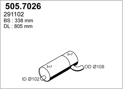 Silenciador central/posterior ASSO 505.7026