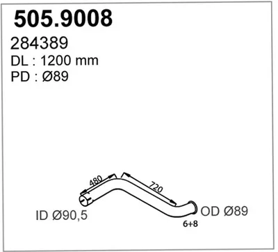 Tubo de escape ASSO 505.9008