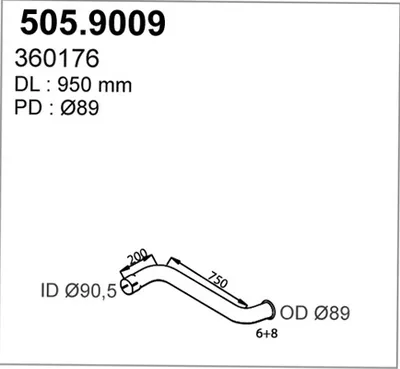Tubo de escape ASSO 505.9009