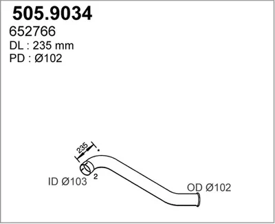 Tubo de escape ASSO 505.9034