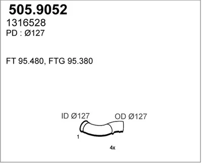 Tubo de escape ASSO 505.9052