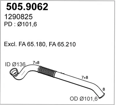 Tubo de escape ASSO 505.9062