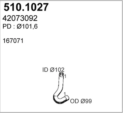 Tubo de escape ASSO 510.1027