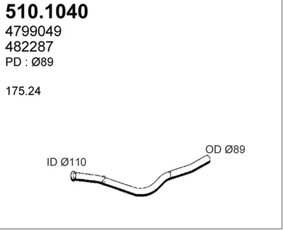 Tubo de escape ASSO 510.1040