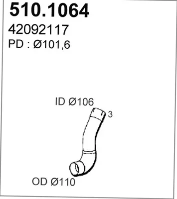 Tubo de escape ASSO 510.1064