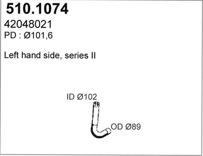 Tubo de escape ASSO 510.1074