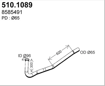 Tubo de escape ASSO 510.1089