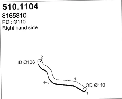 Tubo de escape ASSO 510.1104