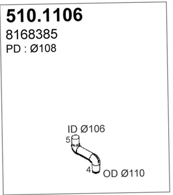 Tubo de escape ASSO 510.1106
