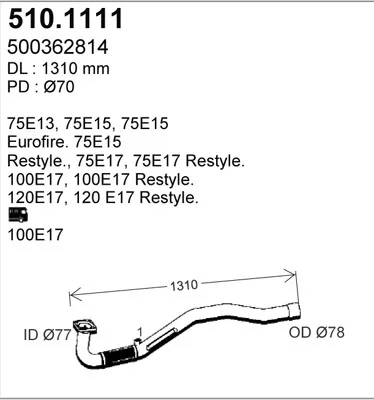 Tubo de escape ASSO 510.1111