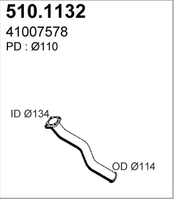 Tubo de escape ASSO 510.1132