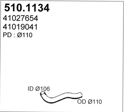 Tubo de escape ASSO 510.1134