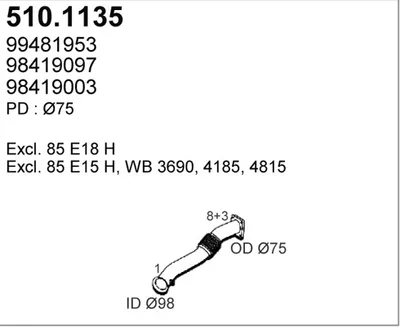 Tubo de escape ASSO 510.1135