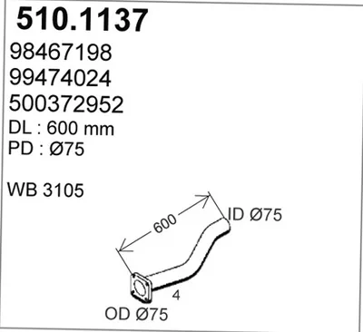 Tubo de escape ASSO 510.1137