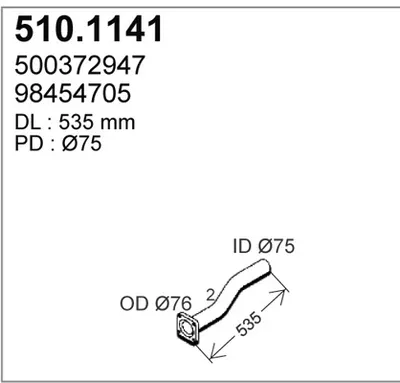 Tubo de escape ASSO 510.1141