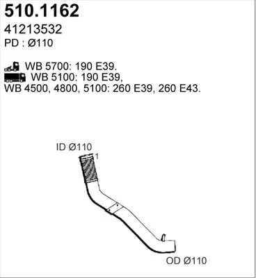 Tubo de escape ASSO 510.1162