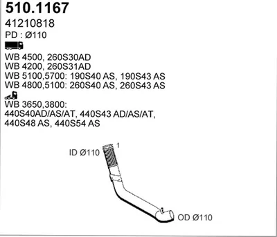 Tubo de escape ASSO 510.1167