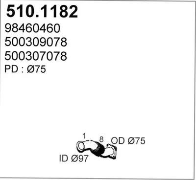 Tubo de escape ASSO 510.1182