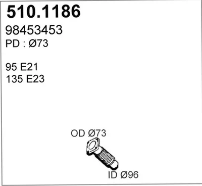 Tubo de escape ASSO 510.1186