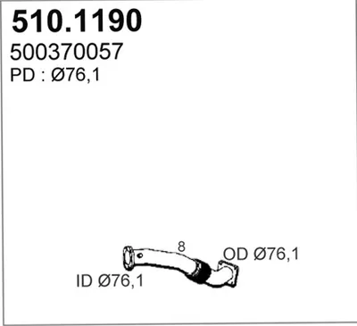 Tubo de escape ASSO 510.1190