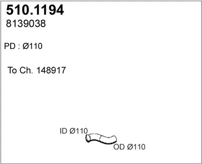 Tubo de escape ASSO 510.1194