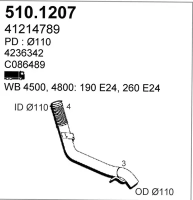 Tubo de escape ASSO 510.1207