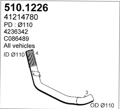 Tubo de escape ASSO 510.1226