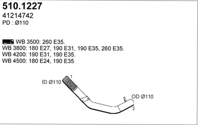 Tubo de escape ASSO 510.1227