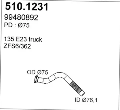 Tubo de escape ASSO 510.1231