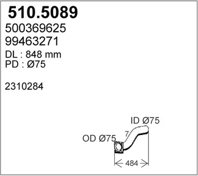 Tubo de escape ASSO 510.5089