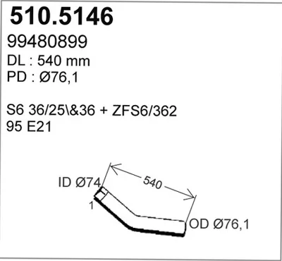 Tubo de escape ASSO 510.5146