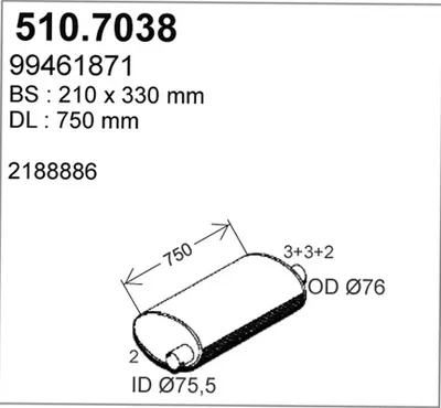 Silenciador central/posterior ASSO 510.7038