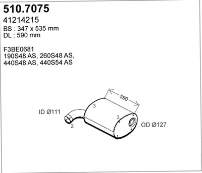 Silenciador central/posterior ASSO 510.7075