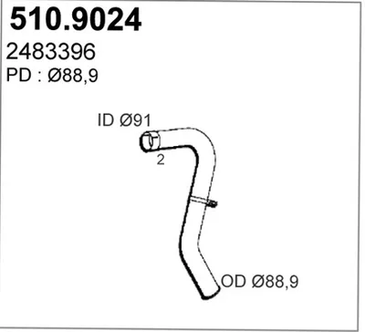 Tubo de escape ASSO 510.9024