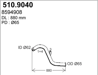 Tubo de escape ASSO 510.9040