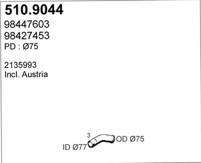 Tubo de escape ASSO 510.9044