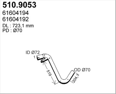 Tubo de escape ASSO 510.9053