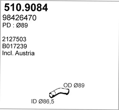 Tubo de escape ASSO 510.9084
