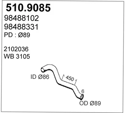 Tubo de escape ASSO 510.9085