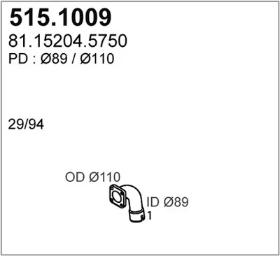 Tubo de escape ASSO 515.1009