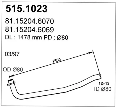 Tubo de escape ASSO 515.1023