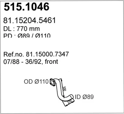 Tubo de escape ASSO 515.1046